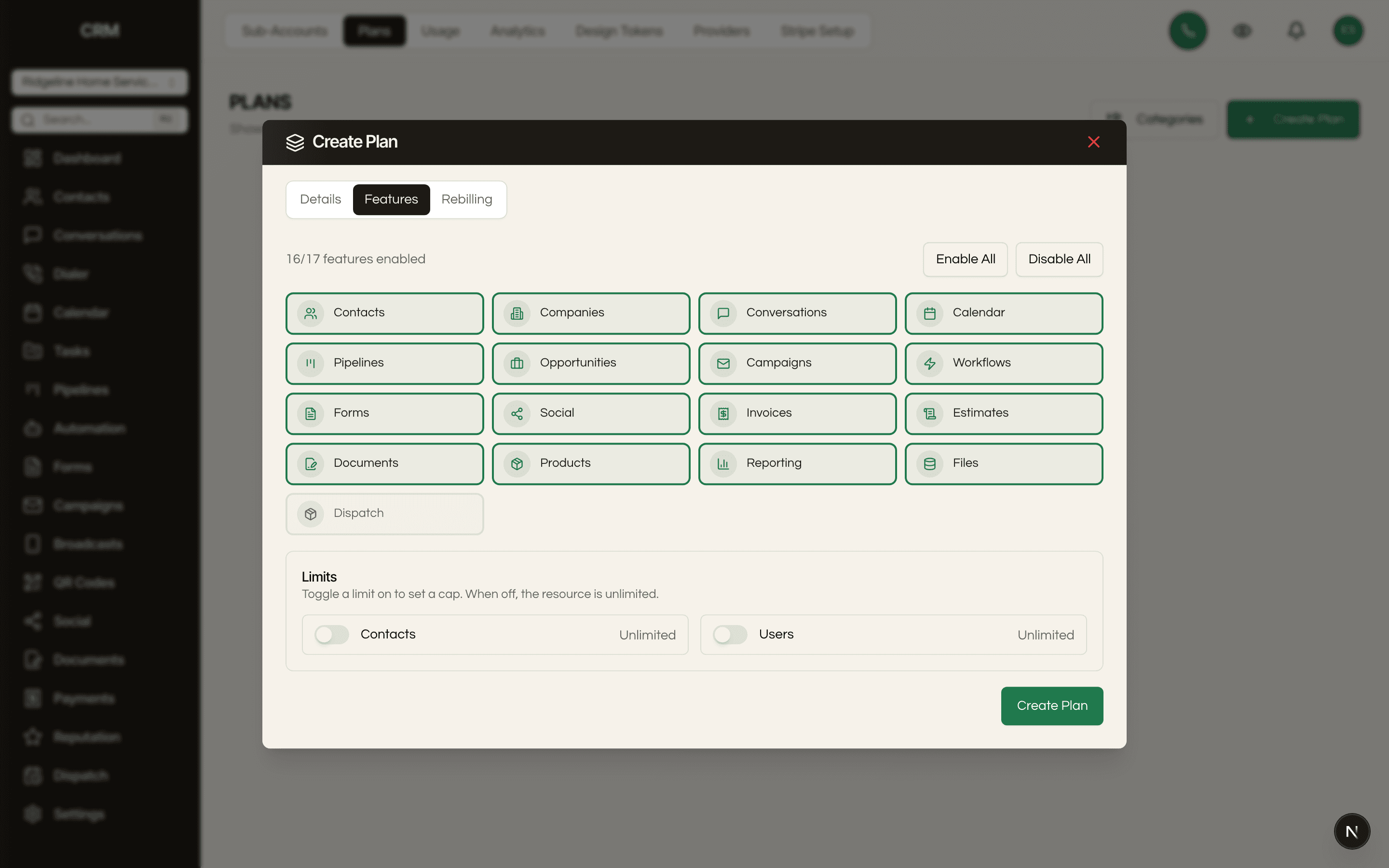Each tier unlocks a different CRM